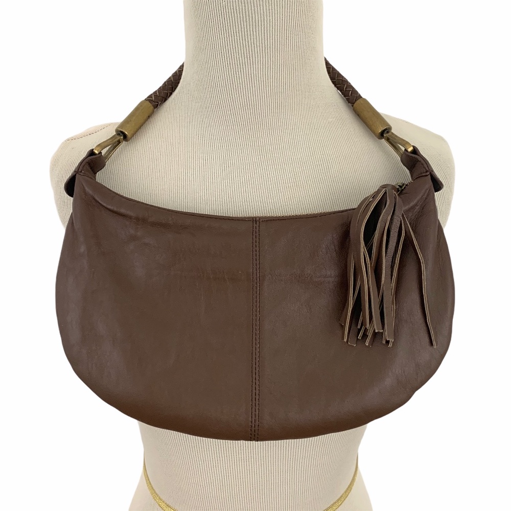 Brown Leather Mini Hobo Bag
